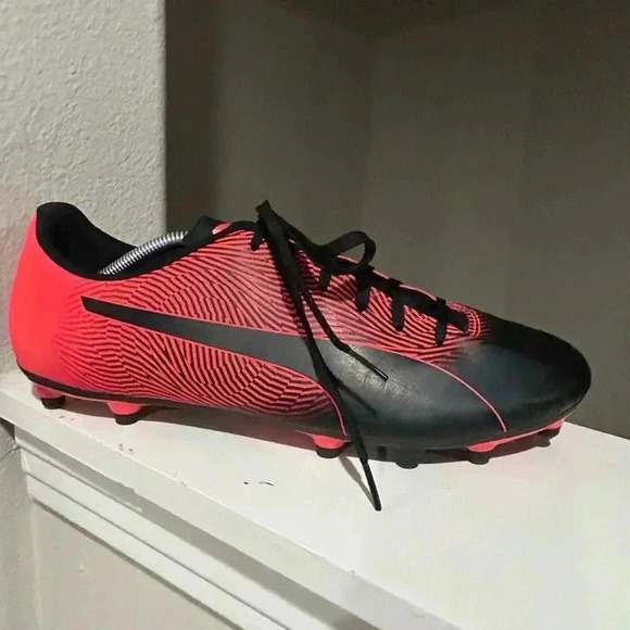 Puma Spirit II FG 105521-02 Black & Red Football Cleats Men Size 13 - Picture 2 of 9